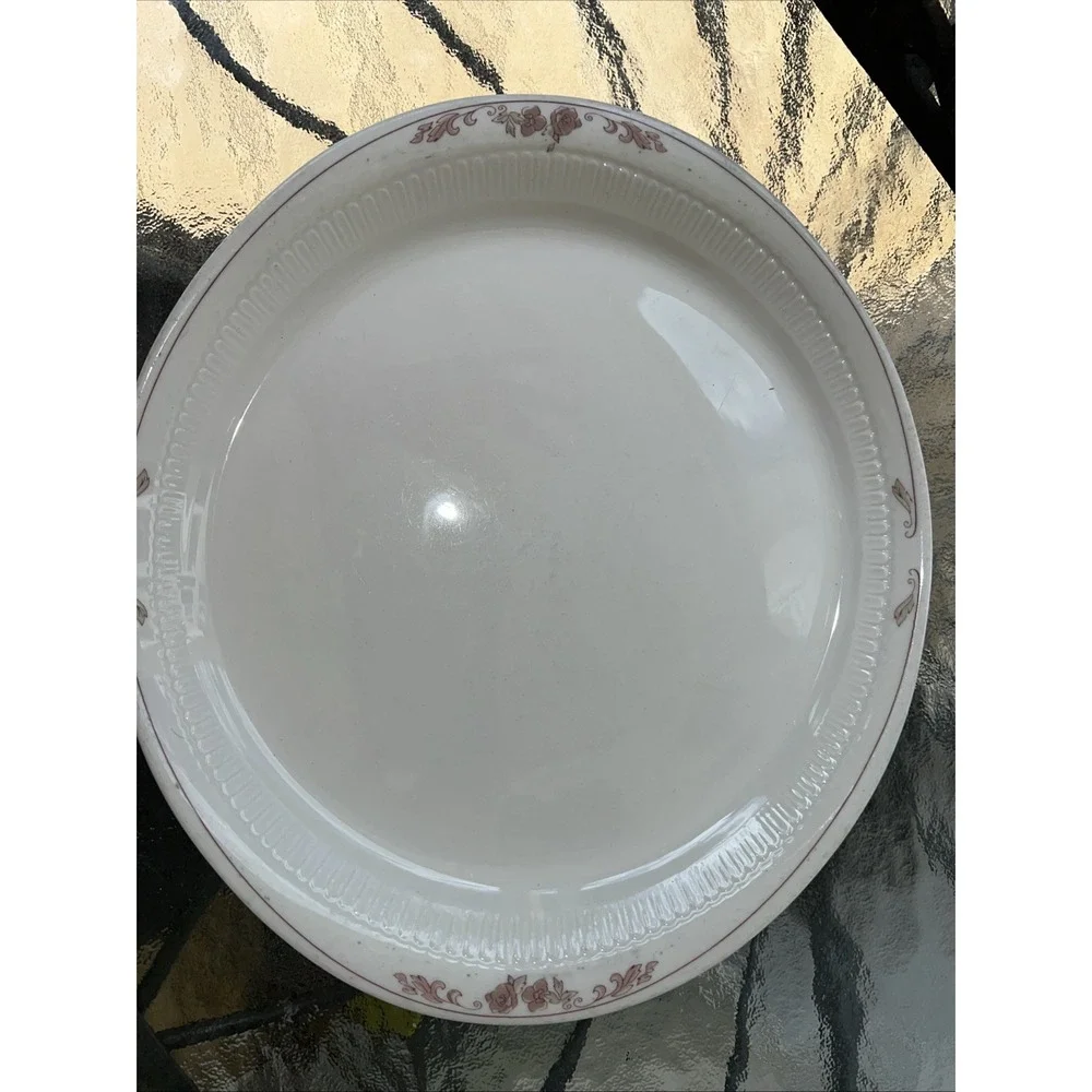 Syracuse China USA Platter with pink flowers on rim